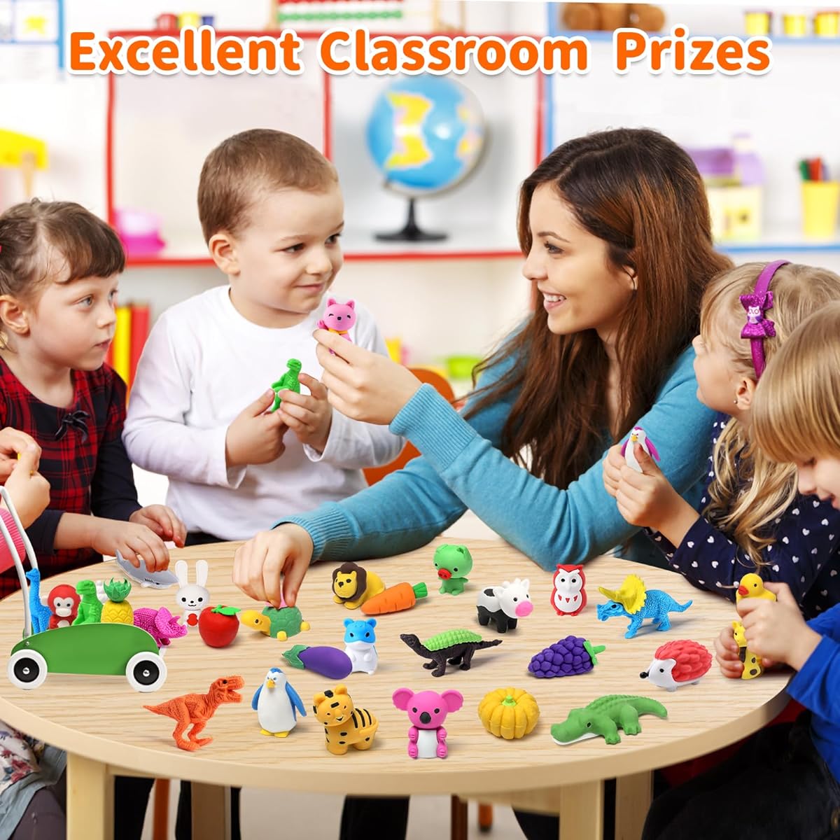 Arscniek 40 Pack Pencil Erasers for Kids Bulk Toys Puzzle Animal Erasers 3D Mini Erasers Take Apart Food Erasers for Party Favors Desk Pets Classroom Giveaways Treasure Box Kids Gifts