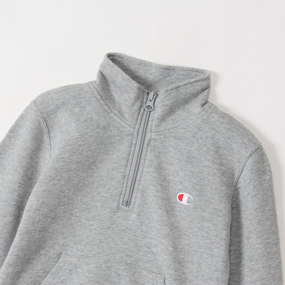 [Champion] Kids Sweatshirt, Long Sleeve, 100% Cotton, One Point Logo, Half Zip Sweatshirt, Kids Basic CKSY009Z