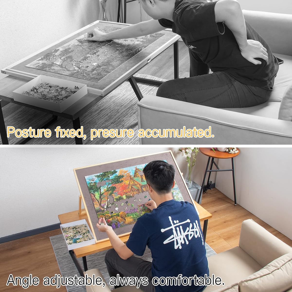 Lavievert 1500 Piece Jigsaw Puzzle Board, Adjustable Wooden Puzzle Easel Plateau, Portable Tilting Puzzle Table with Non-Slip Surface for Adults and Kids