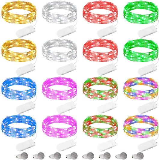Starry String Lights Battery Operated Fairy Lights 7ft 20 LEDs Mini Waterproof Mason Jar Lights with Extra Batteries for Christmas Wedding Halloween Centerpieces Patio Decor (Multicolor)