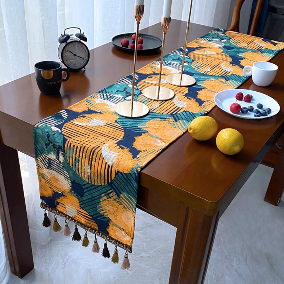 ic table runner, yellow, table flag, dining table runner, cloth, fabric table flag, thick dining table decoration, hospitality, heat insulation, easy to clean, non-slip, for home and restaurant, elegant party, home decoration, interior, 33*300cm, stylish