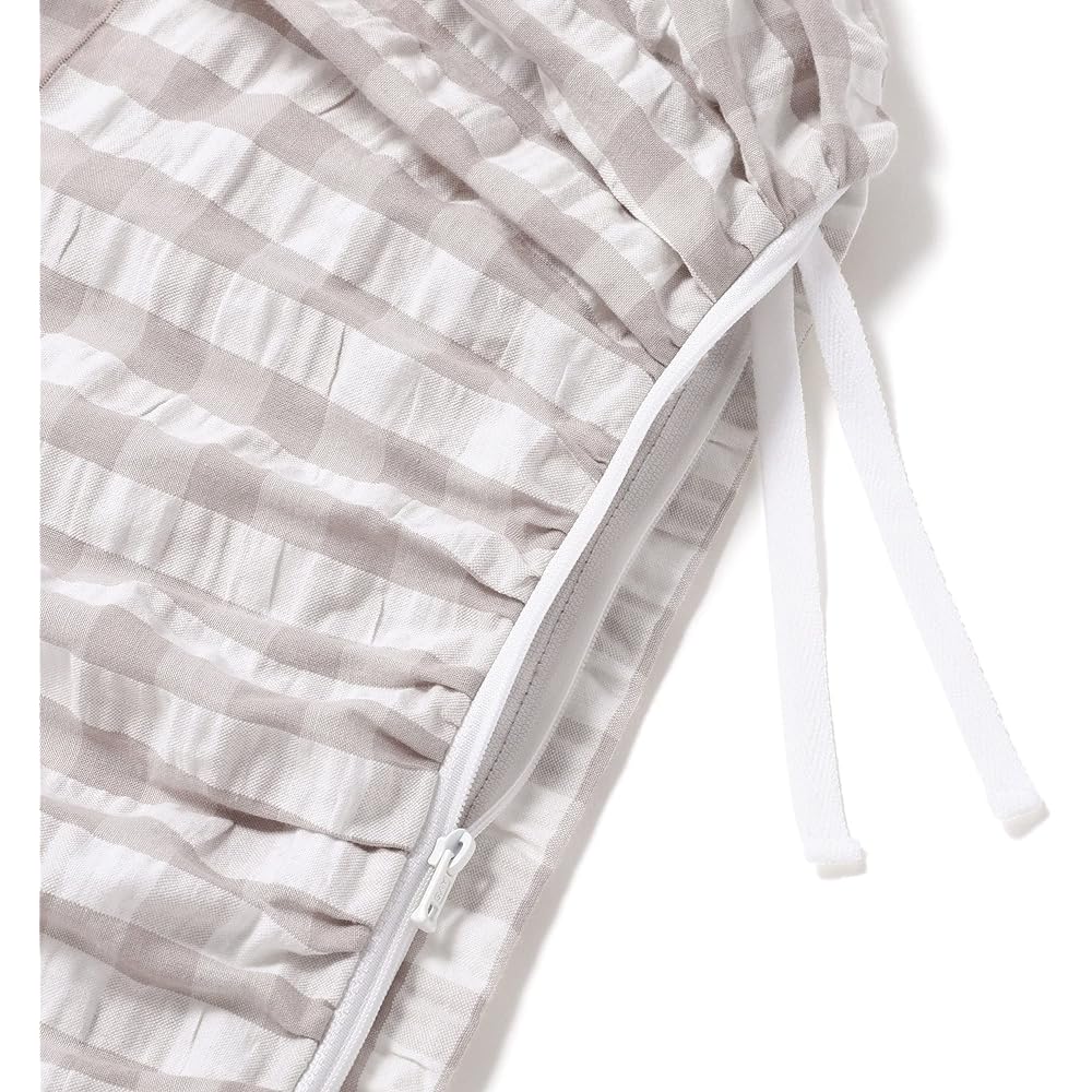 Francfranc Frill Check Duvet Cover Semi-double White x Beige