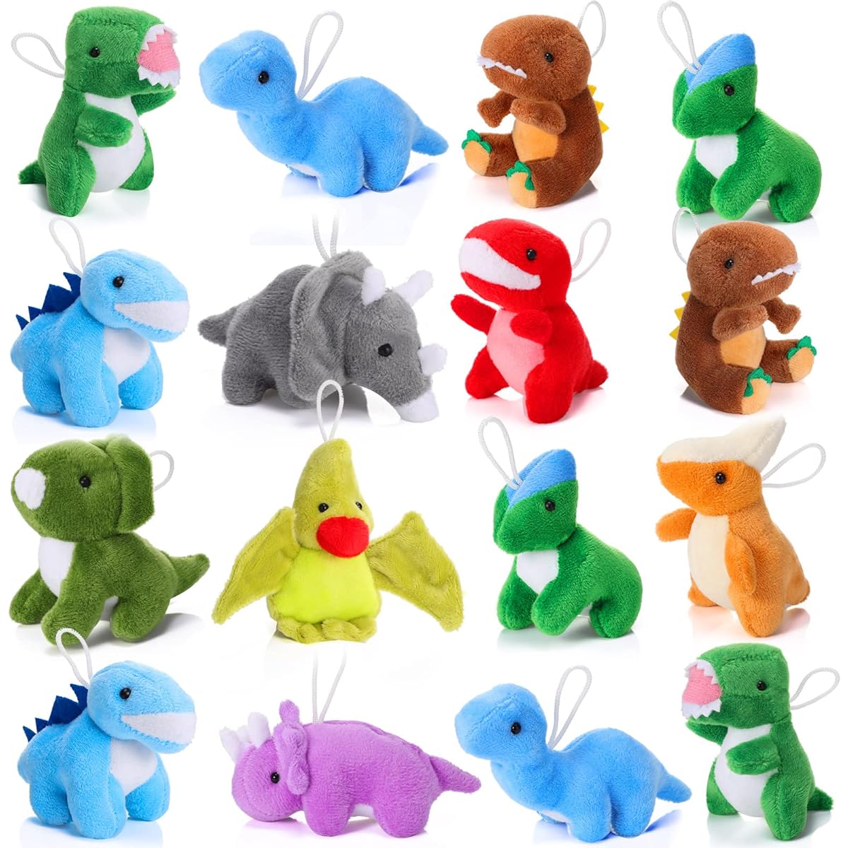 20 Piece Mini Dinosaur Plush Toy Set, Tiny Dinosaurs, Animal Keychains, Toy Dinosaur Stuffed Animals, Soft Dinosaur Playset, Party Favors Gifts, Goodie Bag Fillers, Doll Machine, School Carnival Prizes