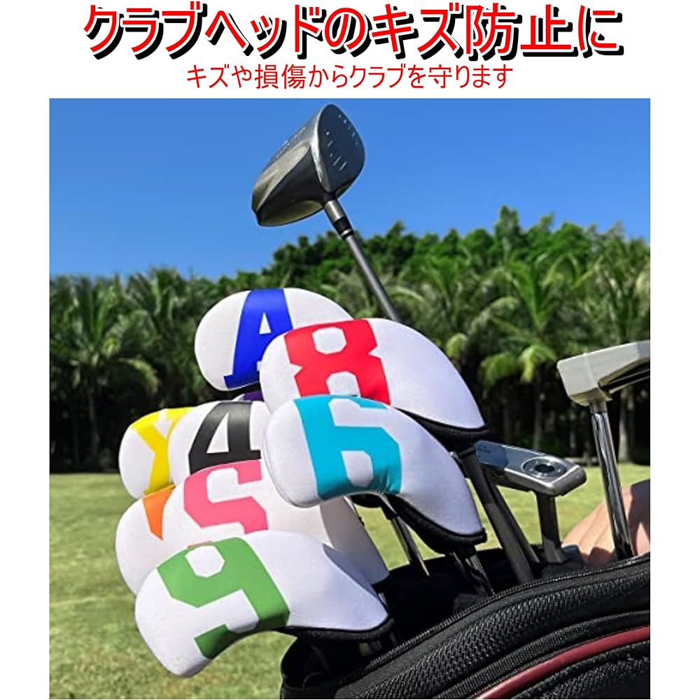 J's MART Iron Cover Head Cover Set of 10 Stylish Colorful Count Print No. 4-9 AW PW SW X Stretchable