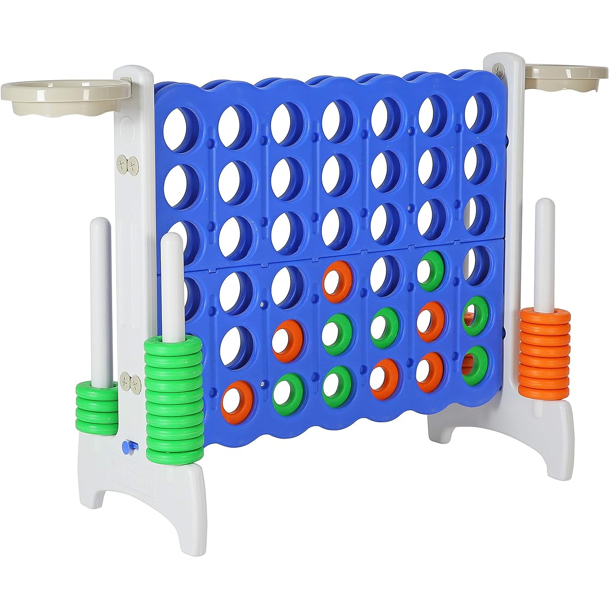 SDADI Giant 4 Rows Kids and Adults BPA Free Plastic Indoor & Outdoor Game Set, Great for Holiday Parties & Family Games, Grey/Blue