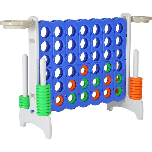 SDADI Giant 4 Rows Kids and Adults BPA Free Plastic Indoor & Outdoor Game Set, Great for Holiday Parties & Family Games, Grey/Blue
