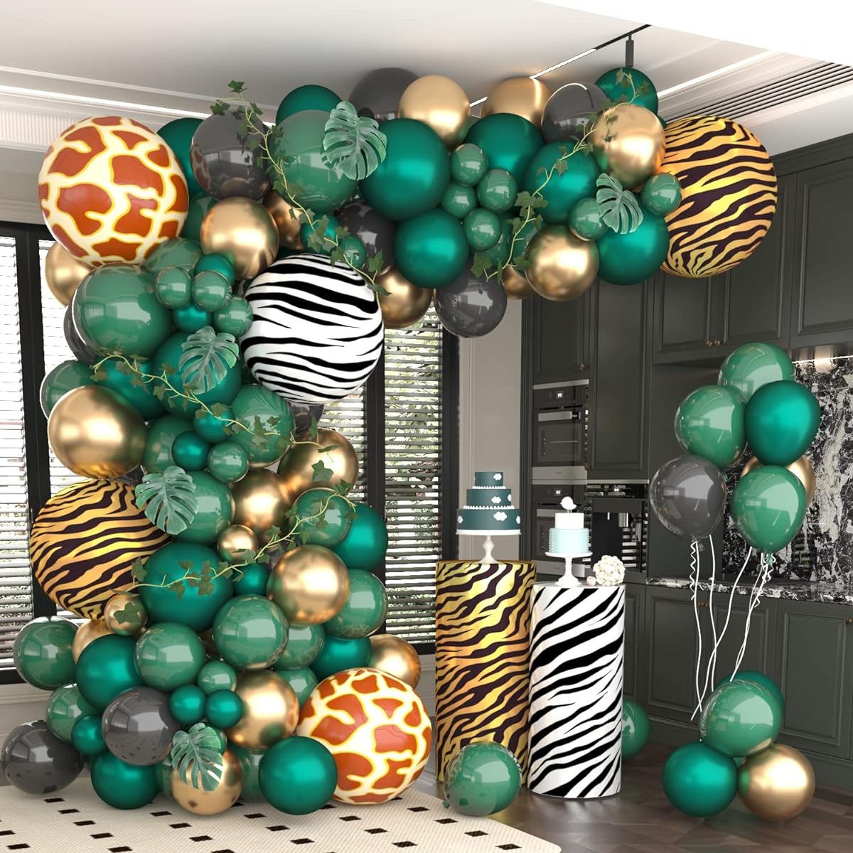Wild One Safari Jungle Birthday Baby Shower Decorations for Boys Safari Jungle Baby Shower Green Balloon Garland Kit