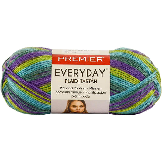 Premier Yarns Everyday Plaid - Turquoise Lime Plaid