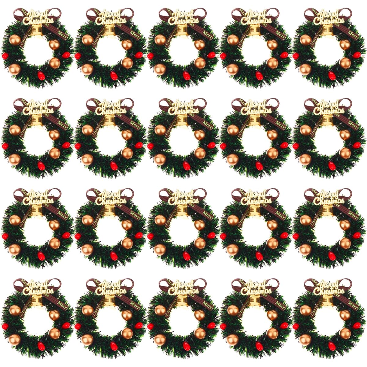 Mini Christmas Wreath Dollhouse Miniature Christmas Tree Decoration Garland Wreath Minicraft Wreath Winter Snow Decoration for Decorating and Model Making 20pcs