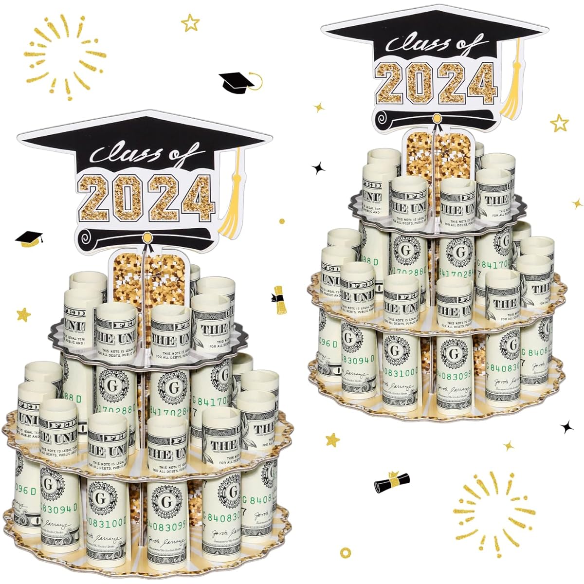Graduation Money Holder for Cash Gifts 2024 Graduation Gift Money Holder Leis Cash Cake Congratulations Graduation Party Supplies (1)