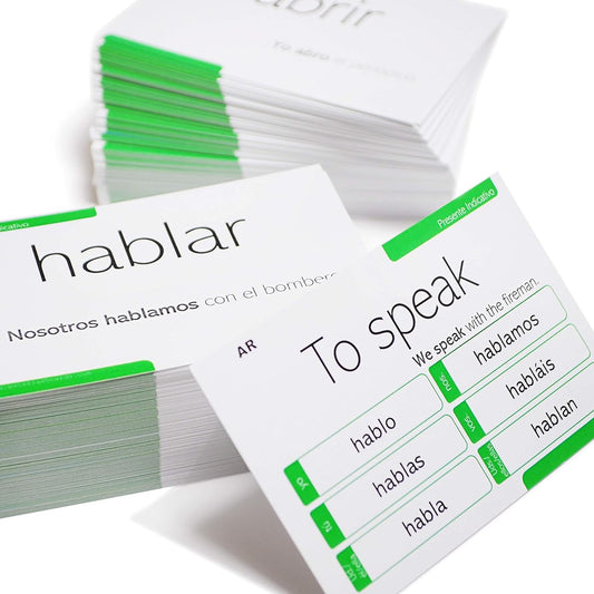 200 Spanish Verb Conjugation Presente Indicativo Flashcards - Full Examples in Both Spanish and English