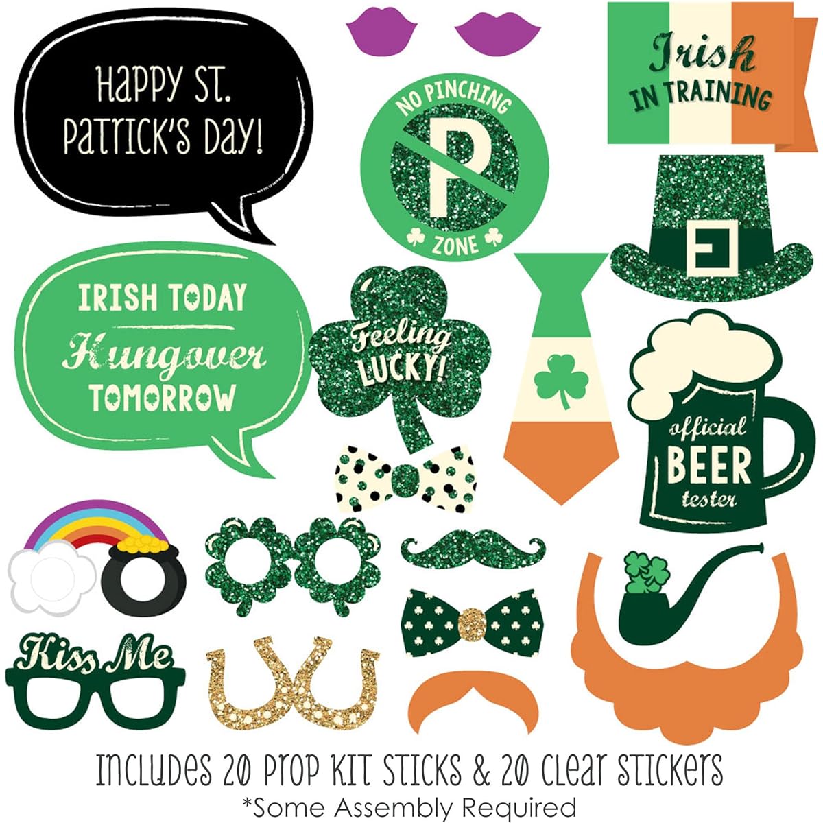 St. Patrick's Day - Saint Patty's Day Photo Booth Props Kit - 20 Count