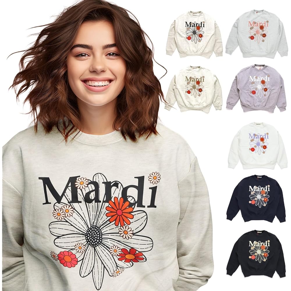 [Korean sticker bonus included] Mardi Mercredi Sweatshirt Mardi Mercredi FLOWER MARDI BLOSSOM Flower Sweatshirt [Parallel Import]