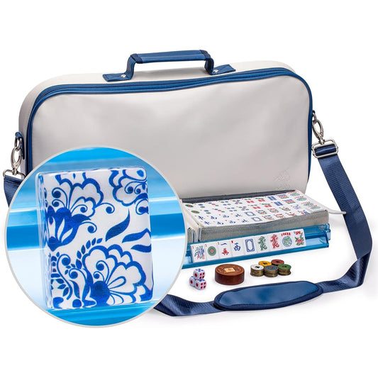 American Mahjong Set Leatherette Case "Chinoise" w/ All-In-One Rack/Pushers