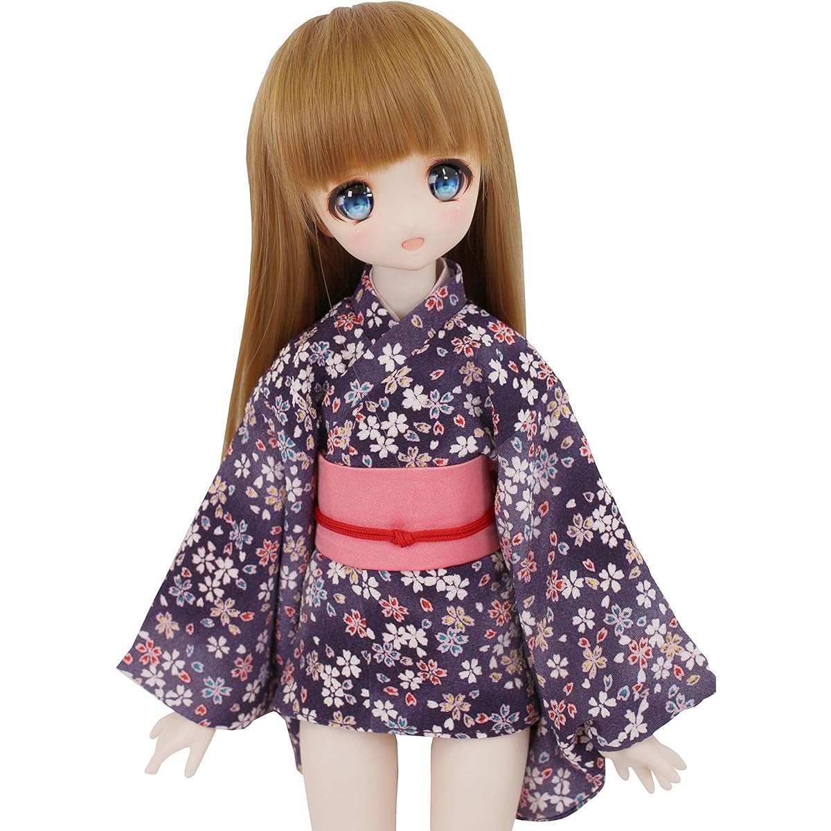 [Petite Marie] 1/3 MDD compatible Snowstorm cherry blossom pattern Chirimen mini length kimono Purple Pink obi 40cm doll BJD doll clothes [Petite Marie] [No.0083]