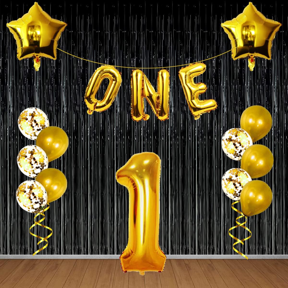 1pc Gold Balloon for First Birthday Gold Balloon Confetti Balloon Set Gold Star Balloon 1st Birthday Girl Decorations Number One Balloon 1st Birthday Balloon Decorations