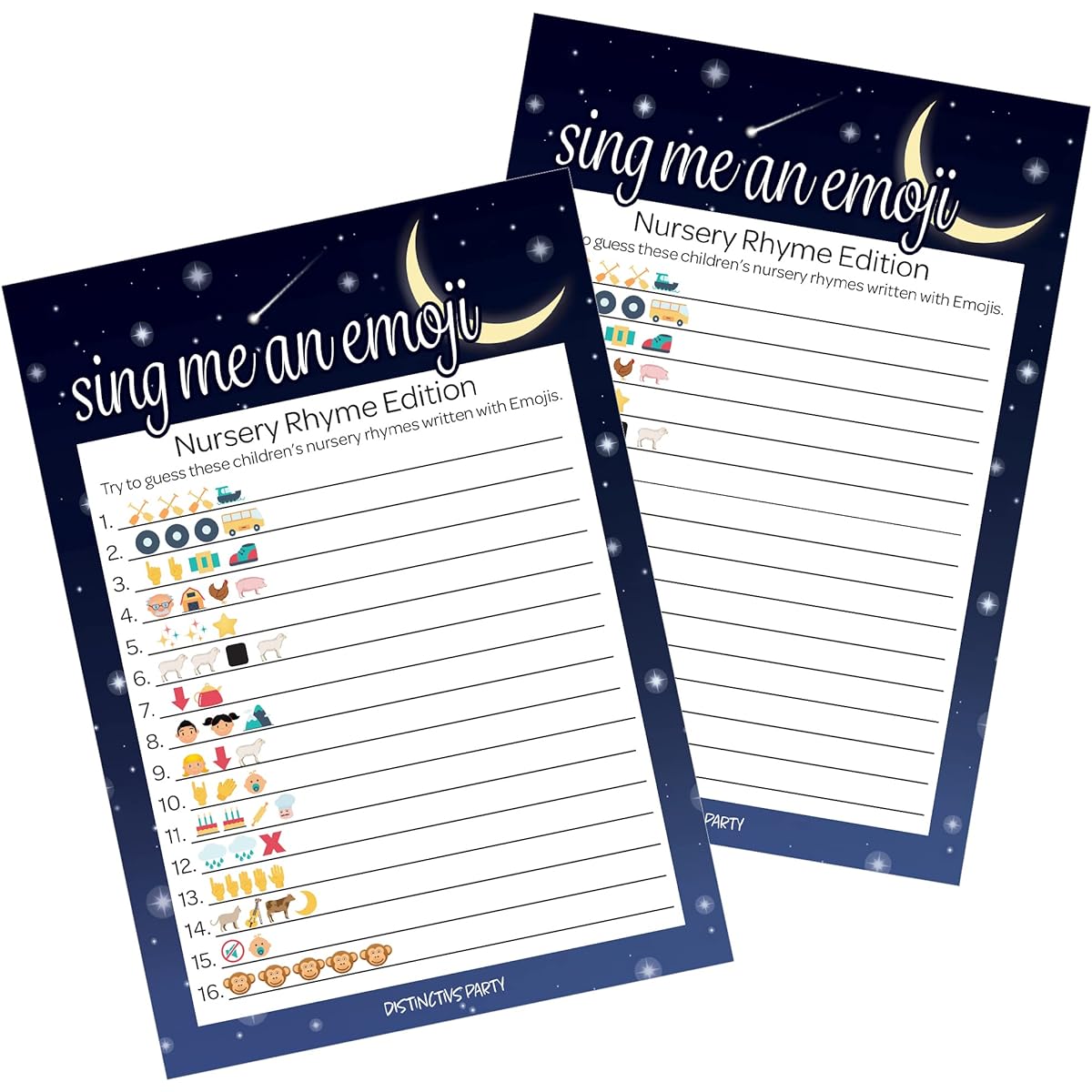 Love You to the Moon and Back Emoji Game Cards - Gender Neutral Baby Shower Party Activity - 20 Cards