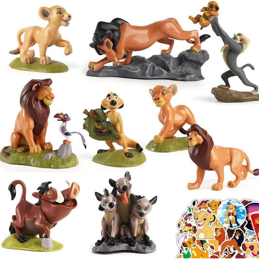 Lion Guard Toys 9 Pieces with 50 Stickers Mini Figure Toy Set Cake Cupcake Decoration Party Favors 2-4 Inch