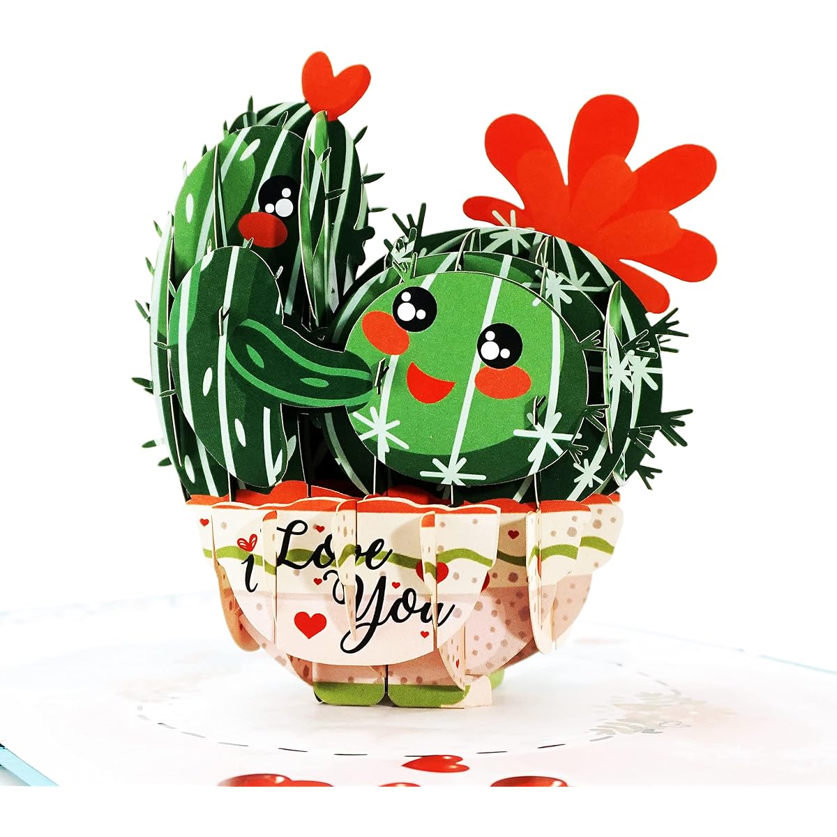 CUTPOPUP Love Cactus Valentine Card Pop Up Romantic Love Card Valentine's Day Wedding Anniversary Card 3D Birthday Happy Valentine Greeting Card I Love You Cactus US