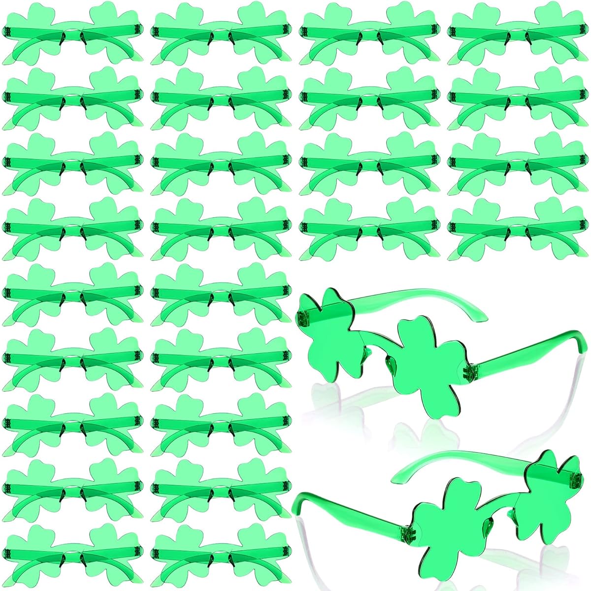 Kigeli St. Patrick's Day Shamrock Glasses Irish Green Clover Glasses Sunglasses St. Patrick's Accessories Party Favors Supplies Leprechaun Costume Dress Up Pretend Play