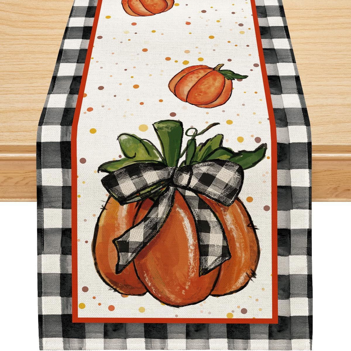 Siilues Fall Table Runner Pumpkin Fall Leaves Fall Decor Fall Runner for Table Seasonal Fall Thanksgiving Holiday Decor Indoor Outdoor Dining Table Decorations (13" x 60")