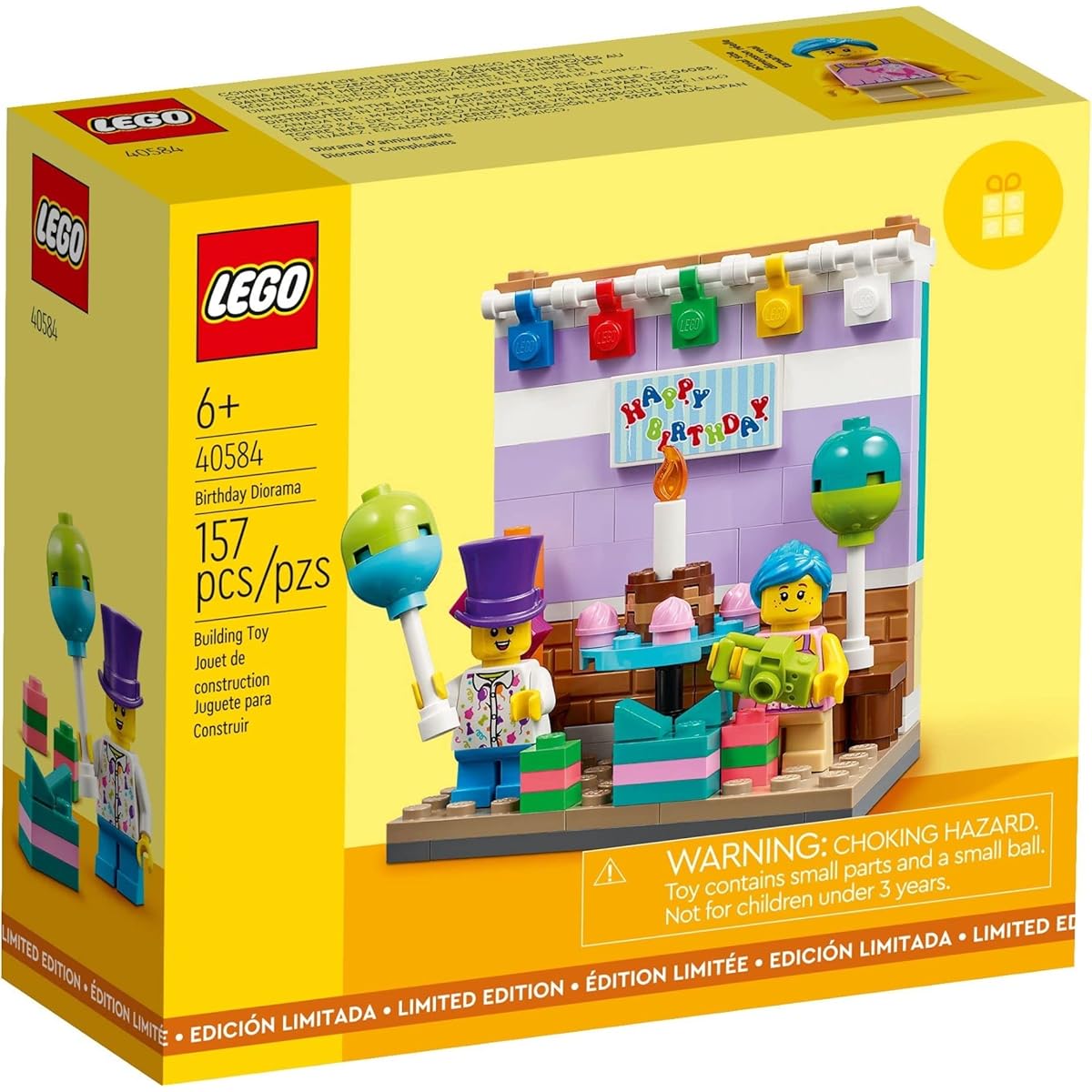 LEGO Birthday Diorama (40584) - Celebration building block set for ages 6 and up with balloons, cake, gifts and signage