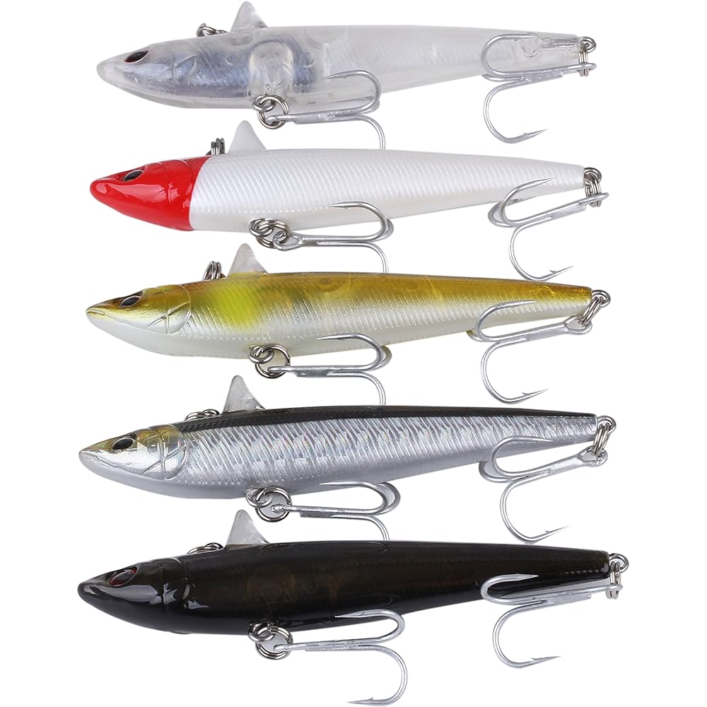 Sea bass sinking vibration 16g 77mm minnow lure set of 5