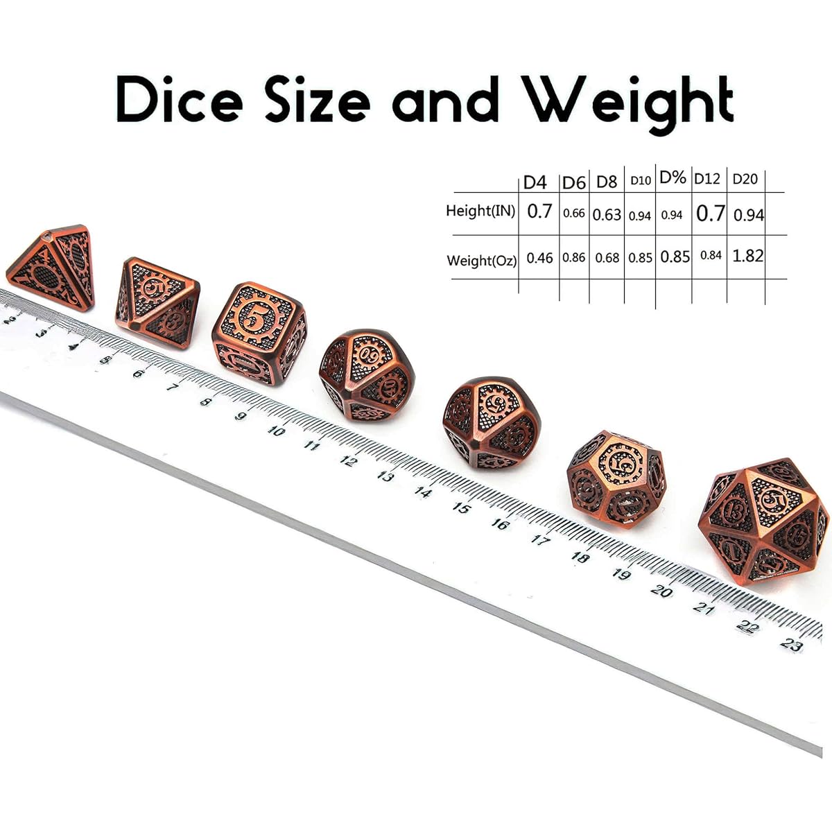 Hongda Tenda Dungeons & Dragons Dice Set Metal Polyhedral DND Large Dice Bag Bulk Tower Roleplaying Dice