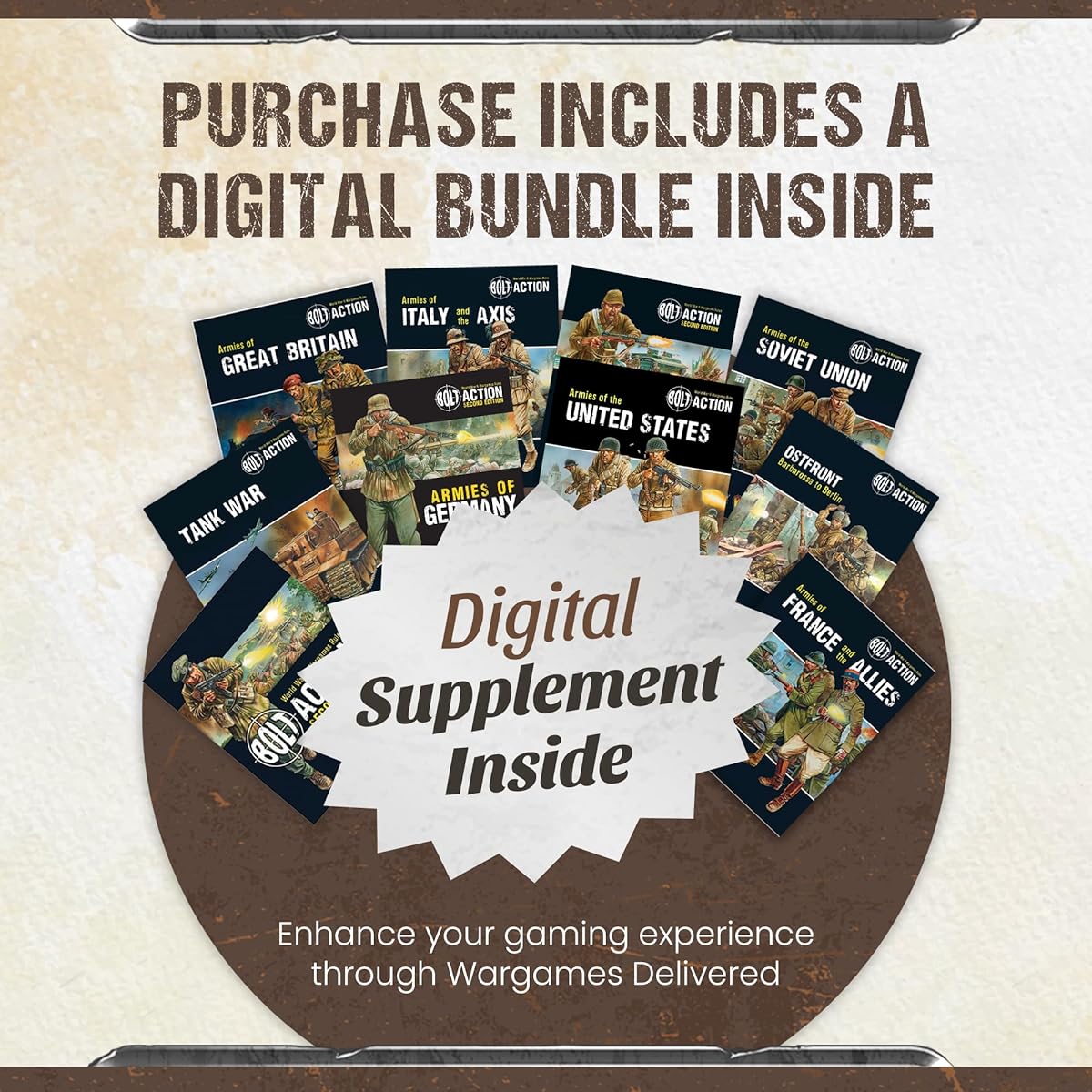 Wargames Delivered Bolt Action - British 8th Army Set with Digital Supplements WWII Commonwealth Infantry 28mm Miniatures and Army Tank Models - Warlord Games British Wargaming Miniatures