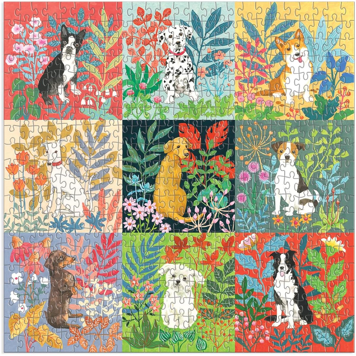 Dog and Flowers Jigsaw Puzzle 500 Pieces Good Puzzle Co. - Beautiful Puzzles That Give Back to You and the Earth 100% Recycled FSC Paper Fun Activity for Family and Friends