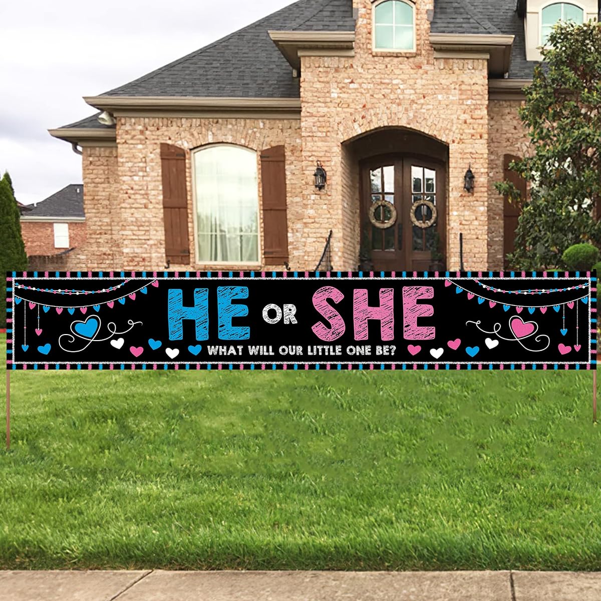 ANATANOWOR Gender Reveal Decorations Gender Reveal Party Supplies (118.7x19.7inch)