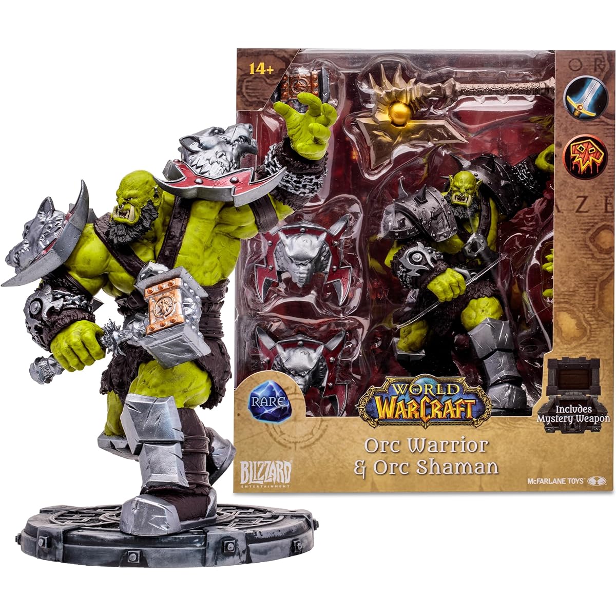 WORLD OF WARCRAFT McFarlane Toys Orc:Warrior/Shaman (Rare) 1:12 Scale Posed Figure