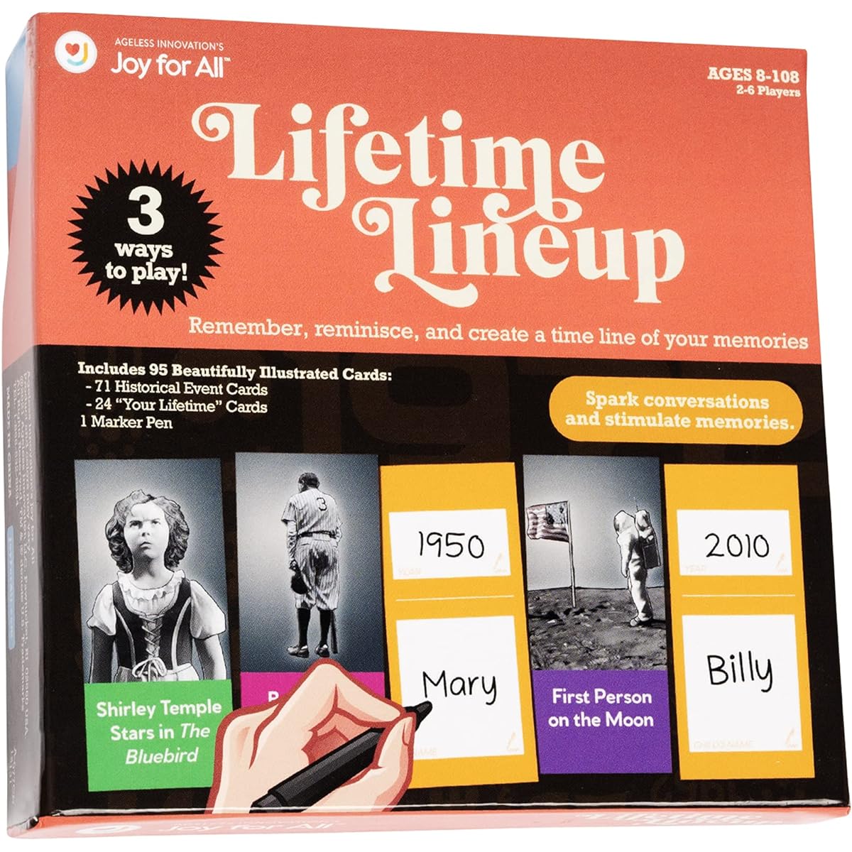 Lifetime Lineup - Fun Family Card Game for Seniors/Families/Care Partners – Tabletop "Make Your Own" Trivia and Group Story Game
