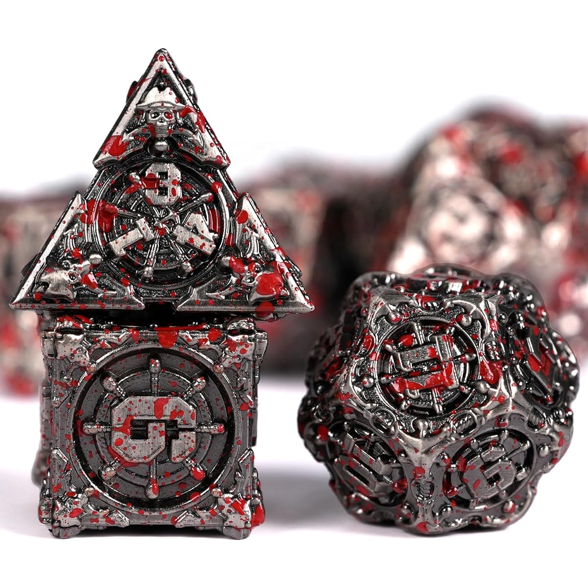 GU BEI TE Metal DND Dice Set Pirate Design DND Dice Set Dungeons and Dragons Role Playing Game RPG MTG Pathfinder Table Game Board Game 7 Piece Dungeons and Dragons
