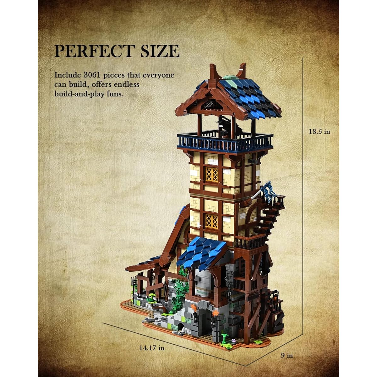 Nifeliz Medieval Observation Tower Building Kit - Impressive Build and Display Model for Adults/Teens/Kids (3061 Pieces)