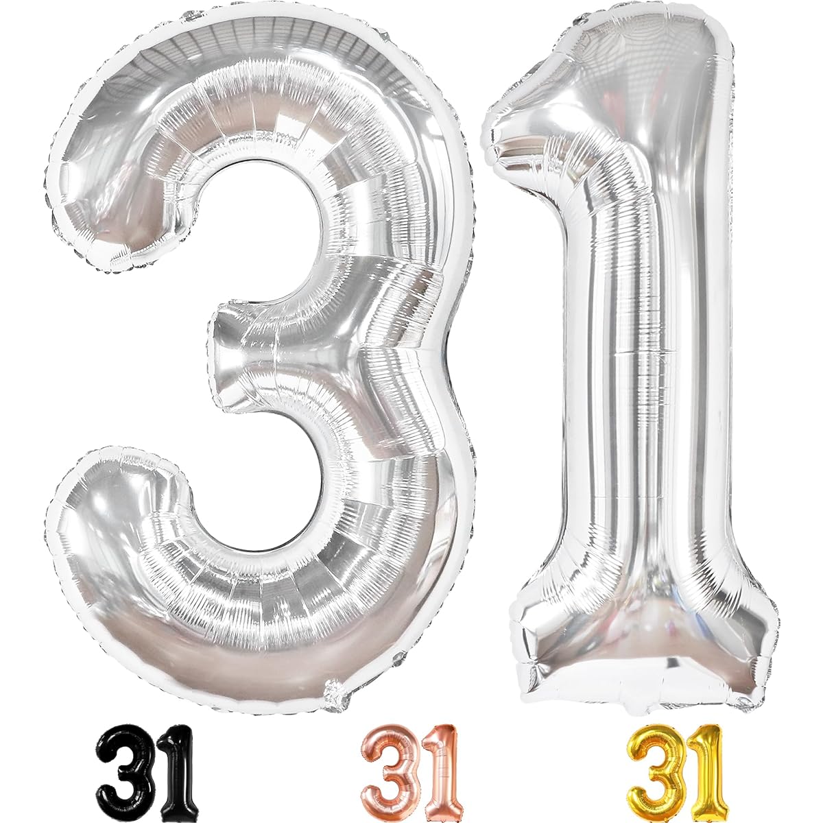 silver number 31 foil balloon