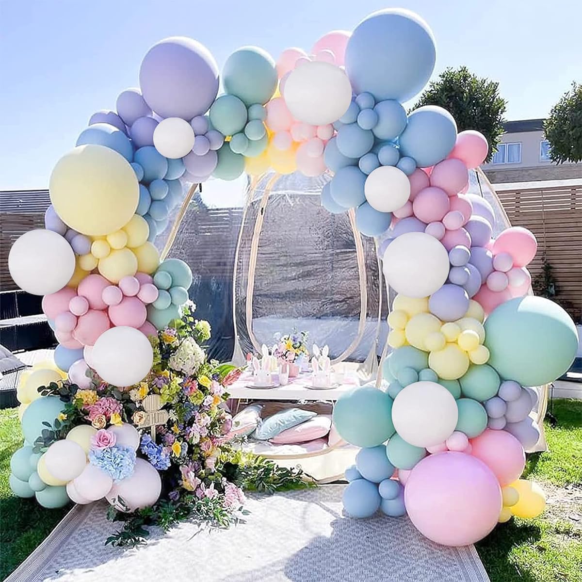 Pastel Macaron Balloon Garland Kit, 134 Pieces Rainbow Pastel Macaron Balloons Birthday Baby Shower Wedding Gender Reception Party Supplies Decoration Balloon Background Decoration