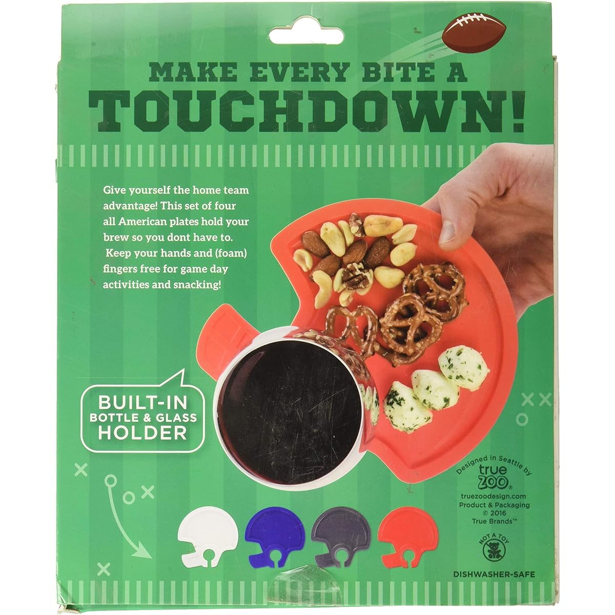 TrueZoo Football Helmet Party Plates, Set of 4, Multicolor