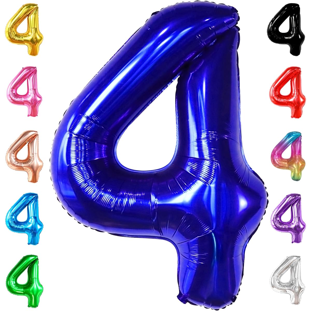 KatchOn Blue Number 4 Balloons for Birthday - 40 Inch | Blue 4 Balloon Number 4 Birthday Balloons for Boys | Shark 4th Birthday Decorations | Blue Number 4 Balloons Shark Birthday Decorations