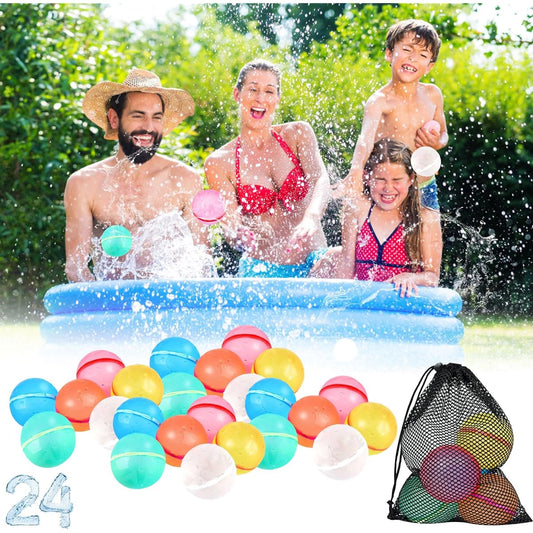 6 Refillable Silicone Water Balloons for Kids and Adults