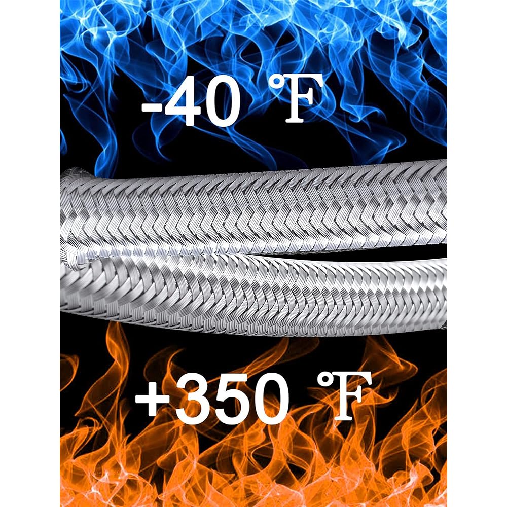 6AN 12ft Universal Braided Oil Fuel Line Hose Stainless Steel Fuel Hose 6pcs AN6 Hose Fitting Kit