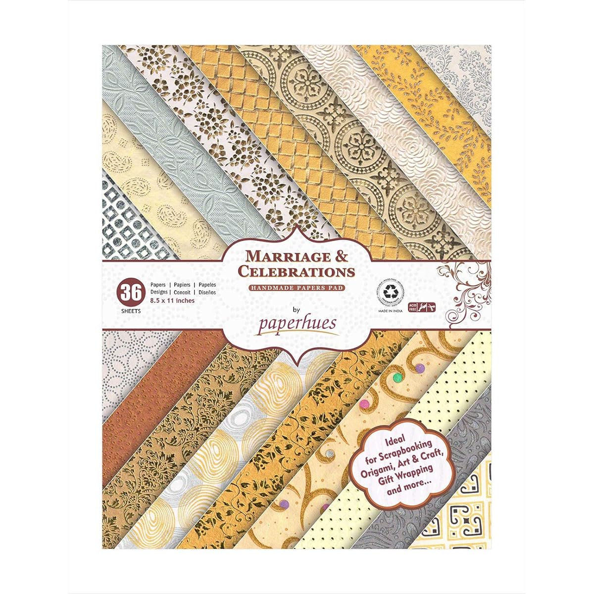 Paperhues Wedding Scrapbook Paper 8.5x11 Inch Pad 36 Festive Pack