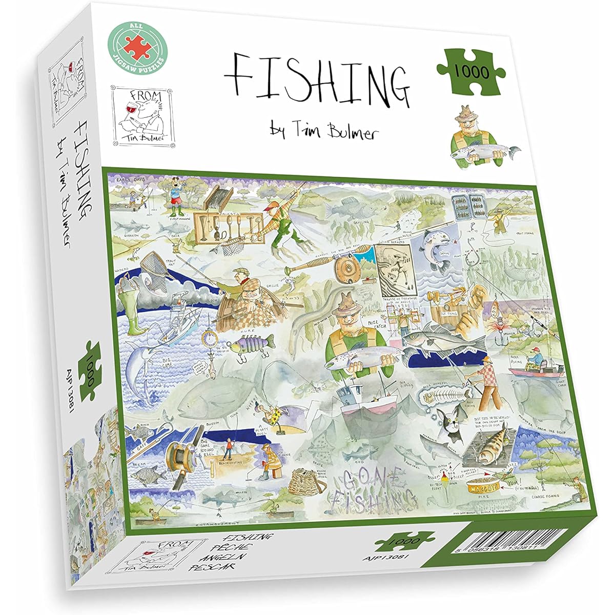 Tim Bulmer All Jigsaw Puzzles - Fishing - 1000 Piece Puzzle for Adults Large Puzzle 66cm x 50cm Challenging to complete but fun and humorous