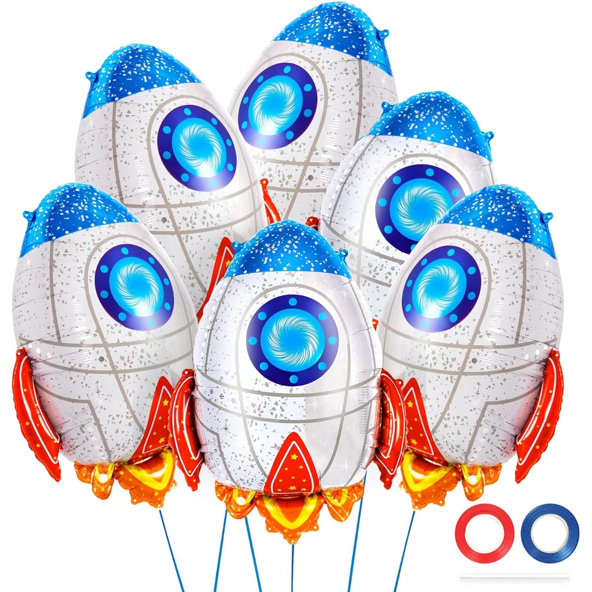 Spaceship Balloon Space UFO Rocket Astronaut Balloon Space Series Alien UFO Balloon Flying Saucer Mylar Foil Balloon for Kids Space Space Theme Birthday Party Decoration (Rocket)