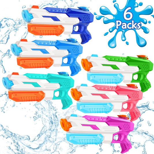 600cc Water Guns for Kids and Adults, 6 Pack Squirt Blaster Super Water Gun Soaker Long Range Large Capacity for Boys and Girls Summer Swimming Pool Beach Outdoor Water Play Toys Party Favors
