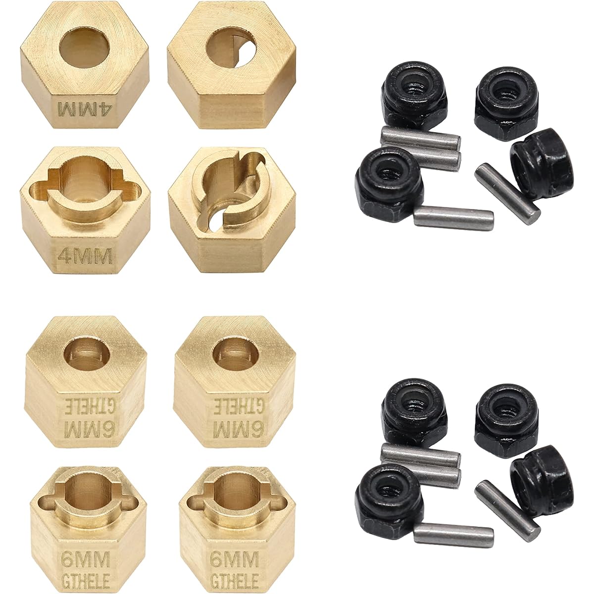 GTHELE Brass Wheel Hex Hub 4mm&6mm(+1.5mm) Extender Adapter Set for 1/18 TRX4M Upgrade Parts RC Crawler Car