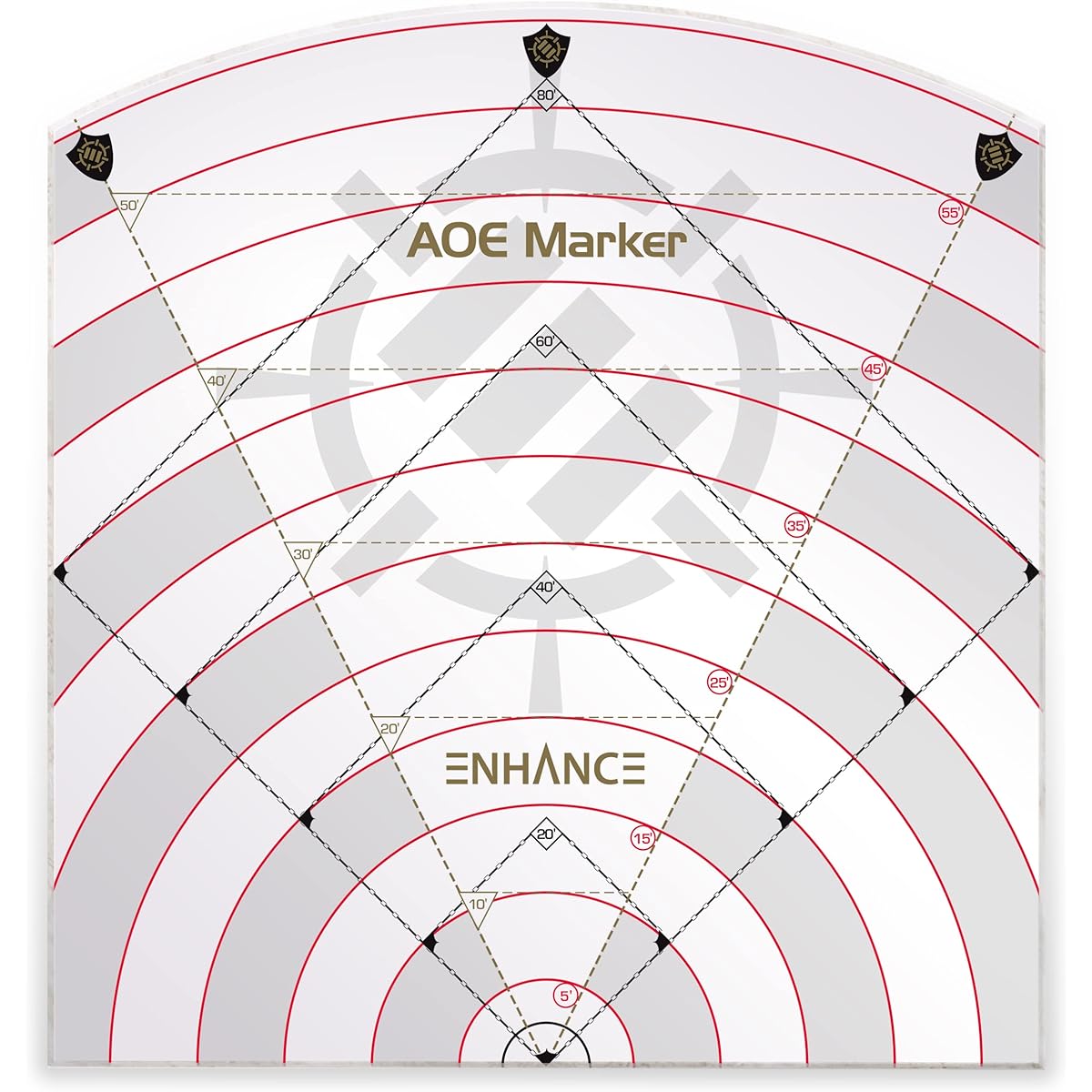 ENHANCE 60' Spell AOE Template - DND Area of Effect Markers for 1" Battle Grid Mats or Gridless Terrain - 60' Radius, 80' Cube, 50' Cone - Perfect for Tabletop RPG DMS