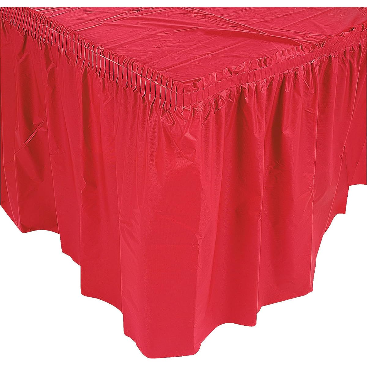 Fun Express - Red Plastic Pleated Table Skirt - Party Supplies - Table Cover - Table Skirt - 1 Piece