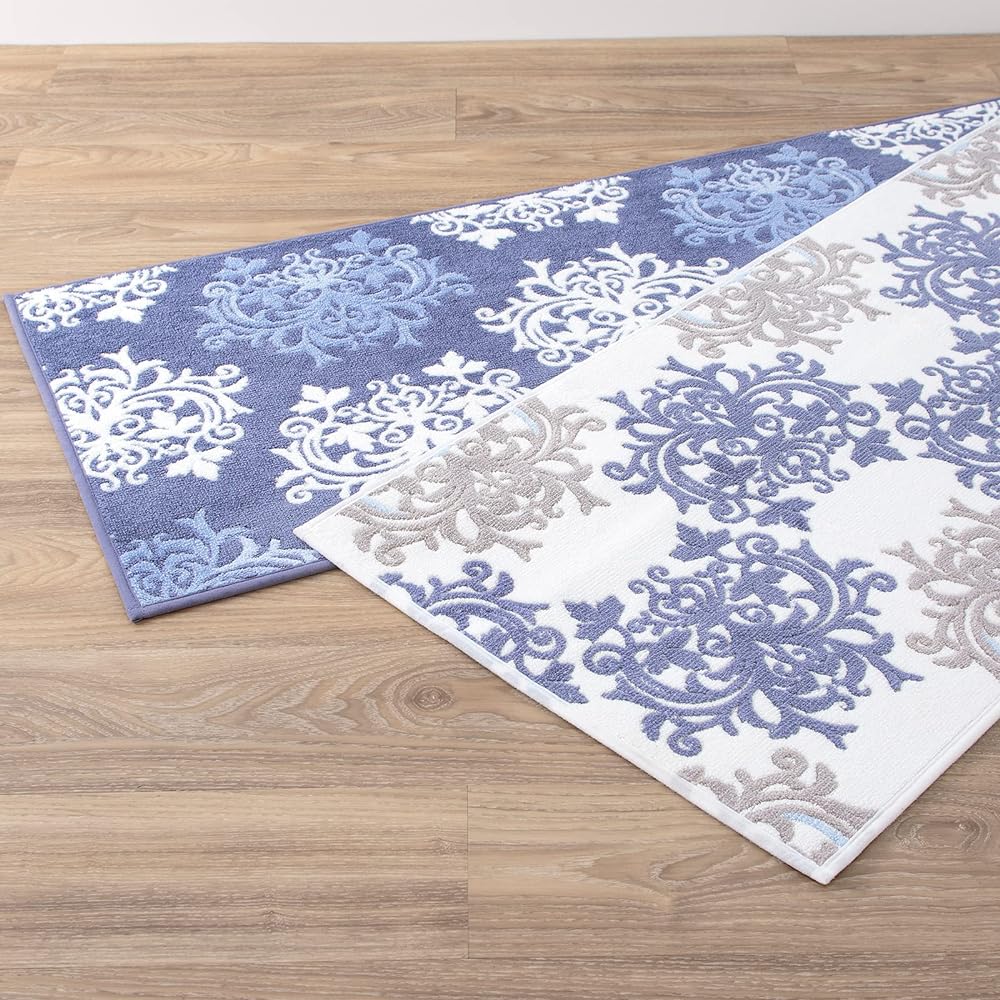 DaiDo Dress Leaf 2 Kitchen Mat Long Mat White 50x240cm