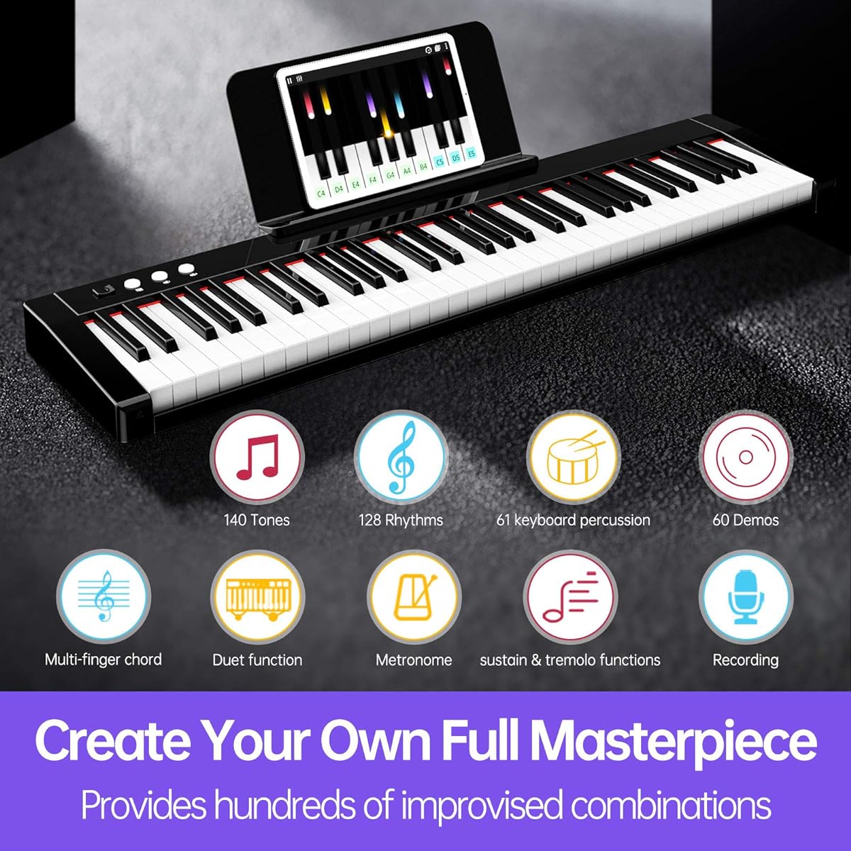 TERENCE electronic keyboard 61 keys optical keyboard